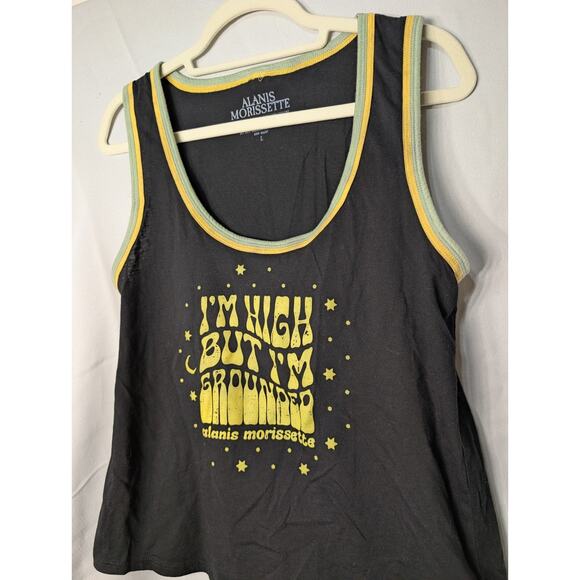 Alanis Morissette Graphic Tank Top L I'm High But I'm Grounded (654) - Picture 2 of 5